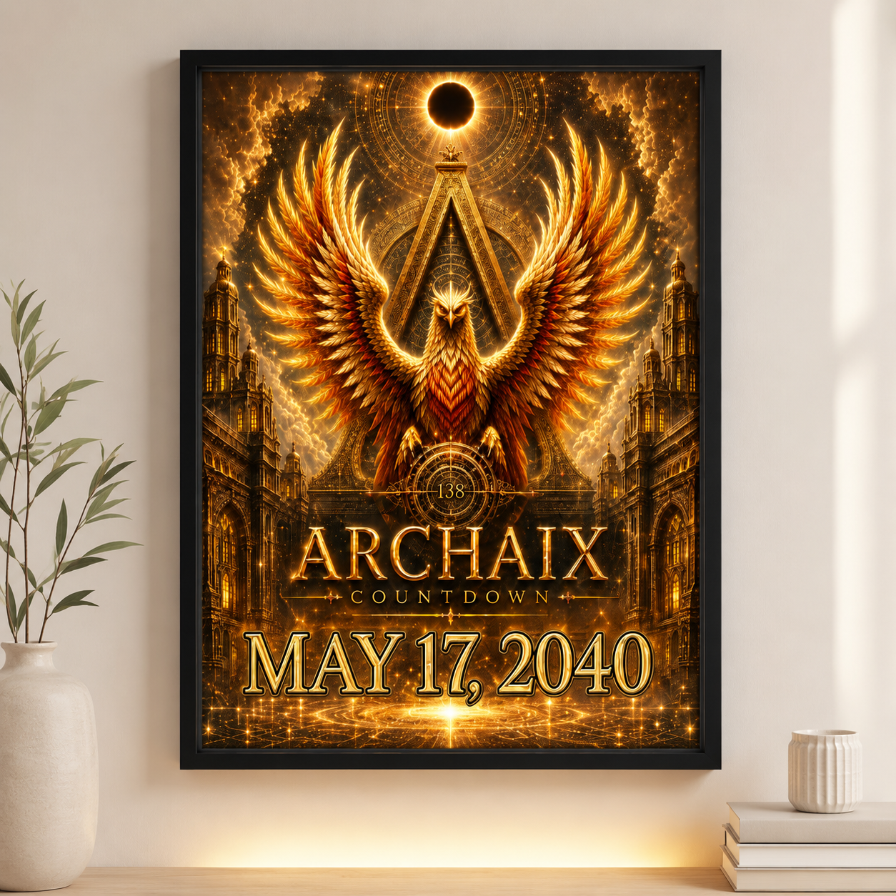 Celestial 138 Countdown Phoenix poster product image in bronze, gold, and black