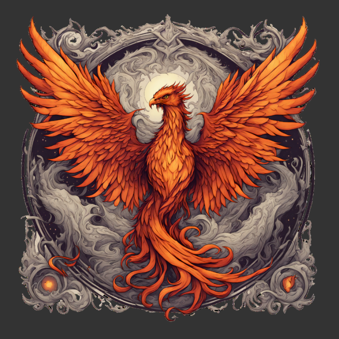 Bordered Phoenix Zip Hoodie