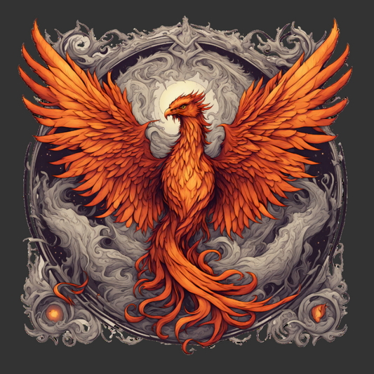 Bordered Phoenix Zip Hoodie