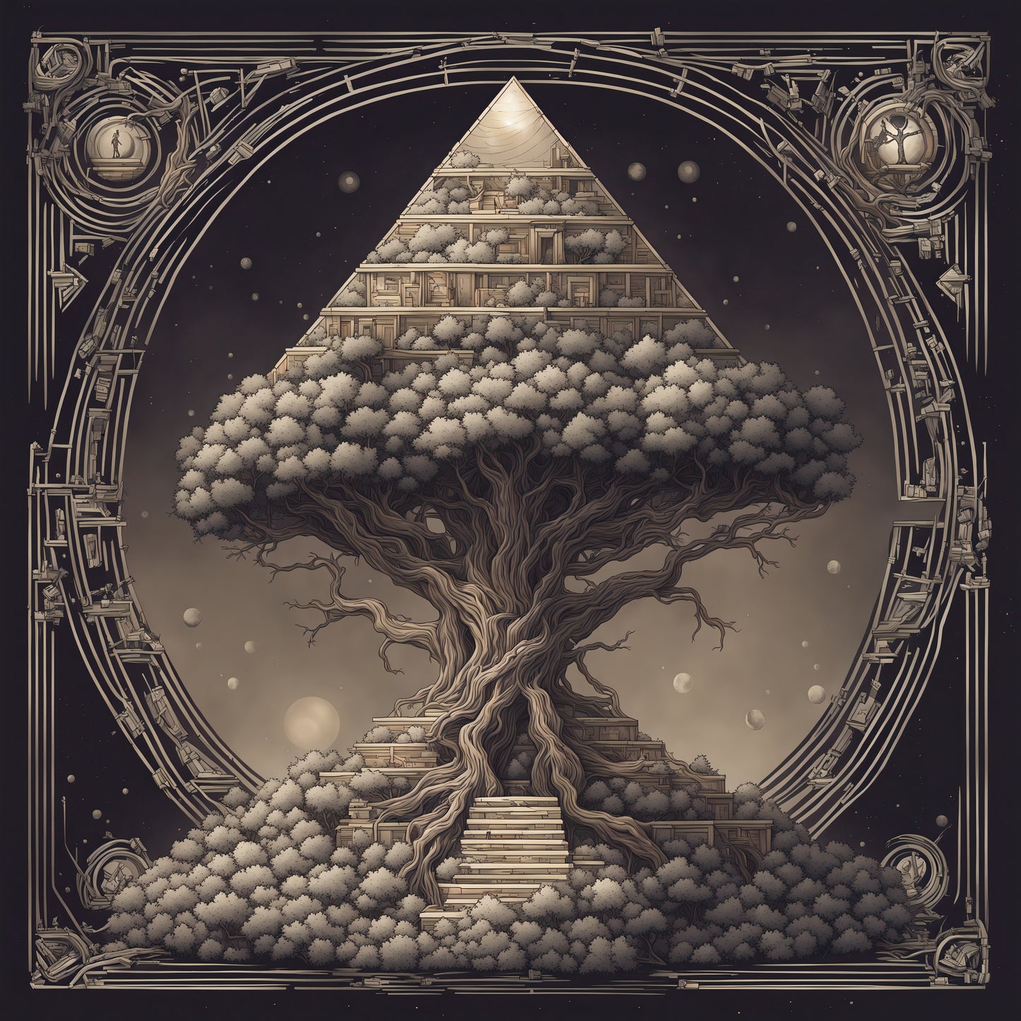 Pyramid World Tree Women's V-Neck T-Shirt