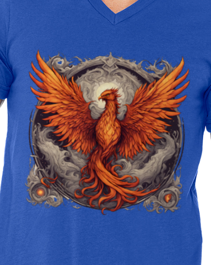 Bordered Phoenix Men's V-Neck T-Shirt