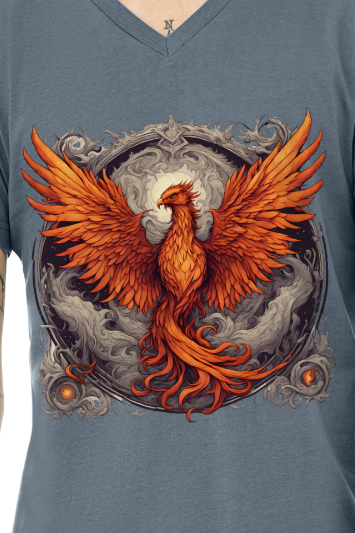 Bordered Phoenix Men's V-Neck T-Shirt