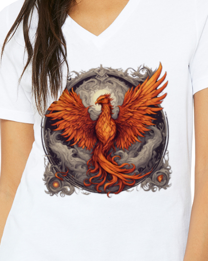 Bordered Phoenix Women's V-Neck T-Shirt