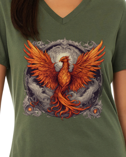 Bordered Phoenix Women's V-Neck T-Shirt