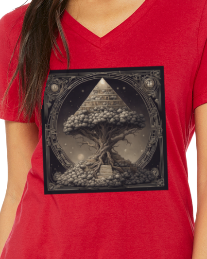 Pyramid World Tree Women's V-Neck T-Shirt