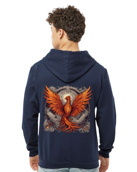 Bordered Phoenix Zip Hoodie