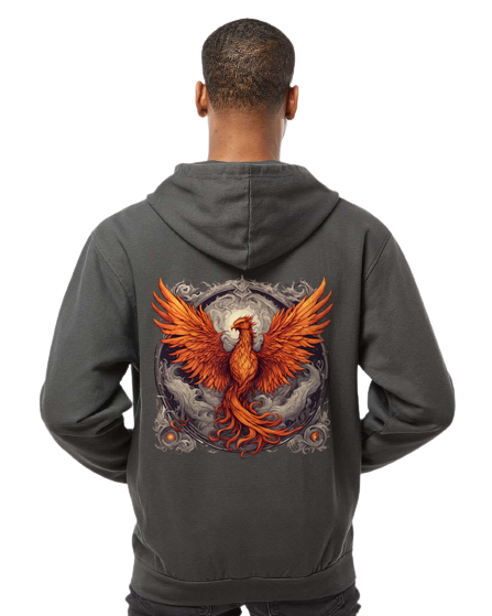 Bordered Phoenix Zip Hoodie
