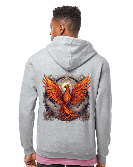 Bordered Phoenix Zip Hoodie