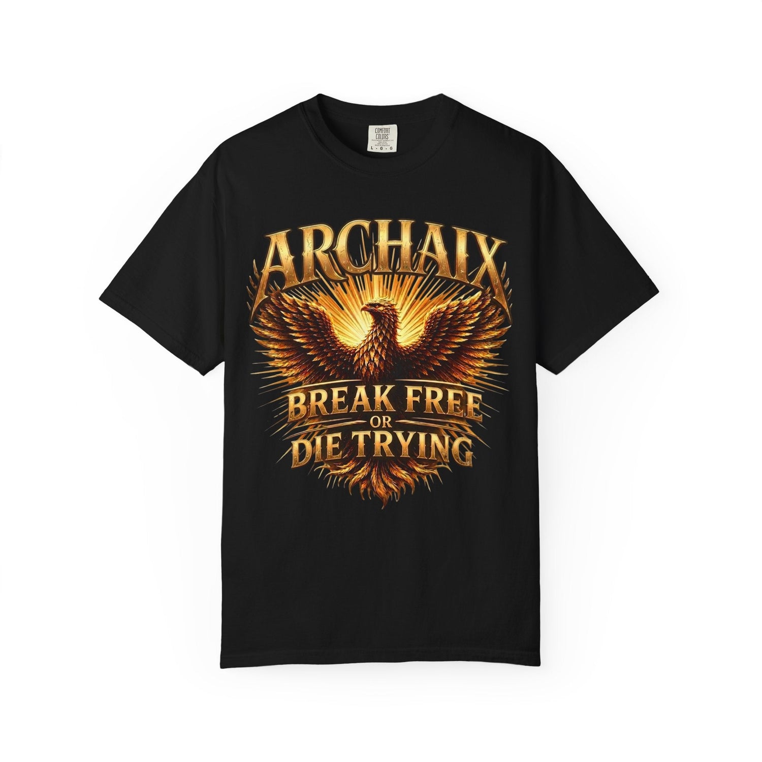 ARCHAIX phoenix artwork in gold, crimson, ivory, and black