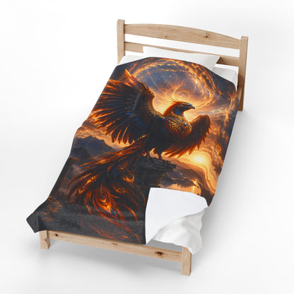 ARCHAIX Phoenix at the Ruined Temple velveteen plush blanket product image