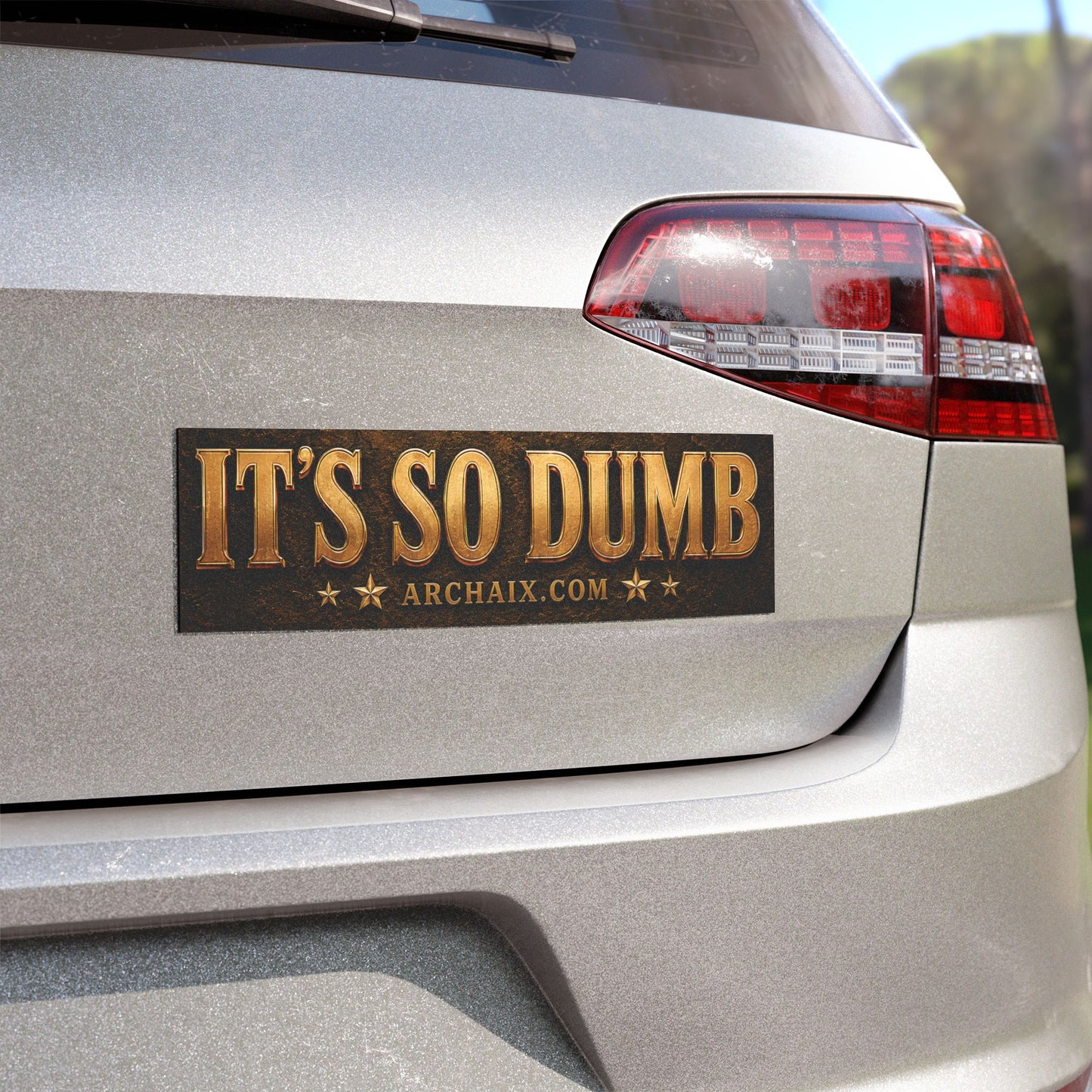 It’s So Dumb vintage Western 10 × 3 car magnet