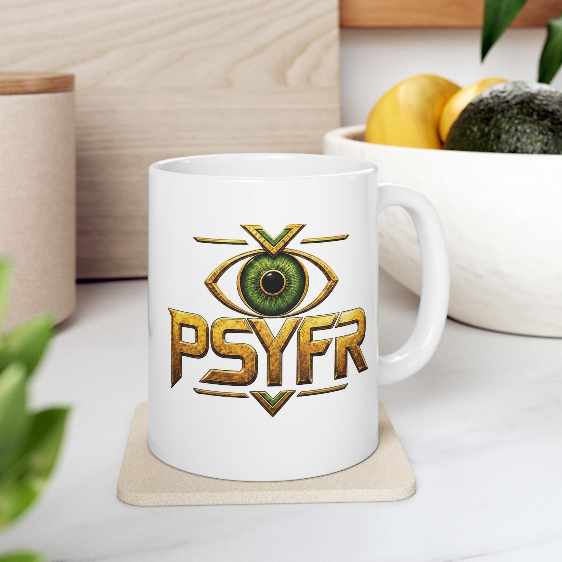 Predictive Analytics compass-eye mug mockup