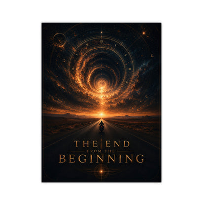 The End From the Beginning cosmic desert-road matte poster
