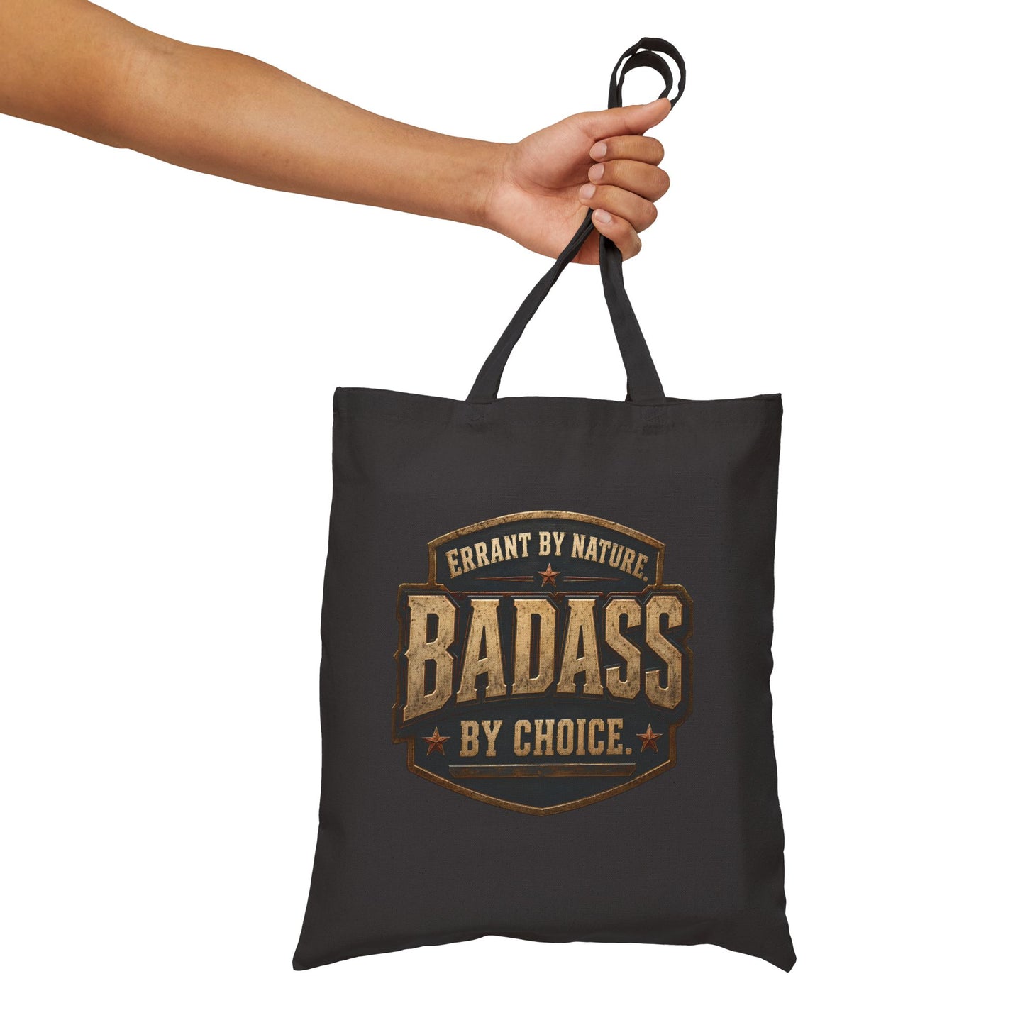 Errant by Nature, Badass by Choice black canvas tote product image