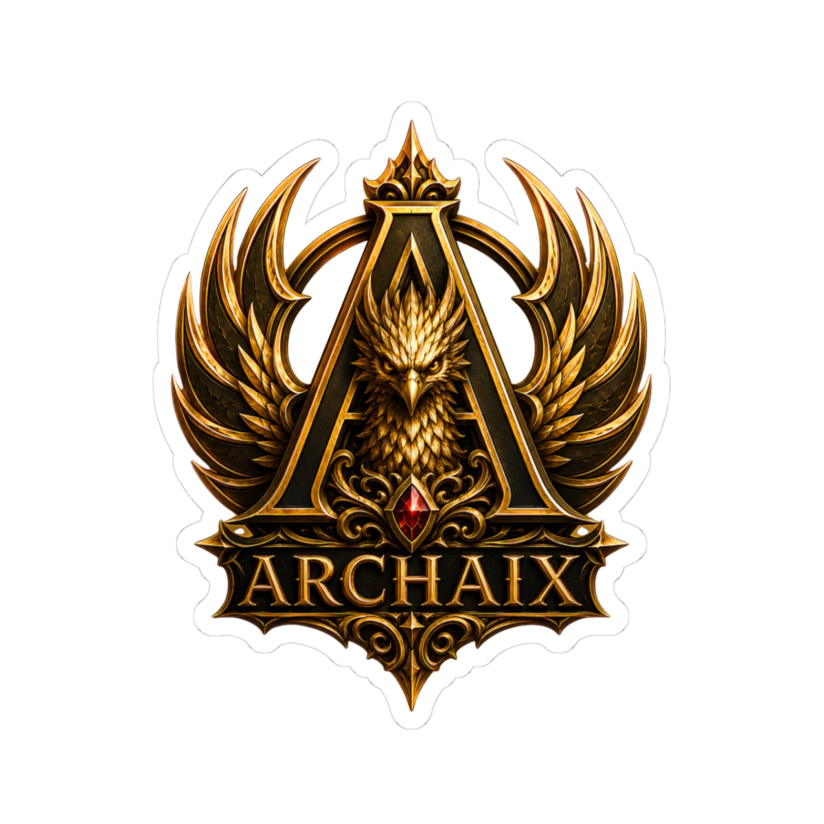 ARCHAIX Golden Phoenix Crest kiss-cut sticker