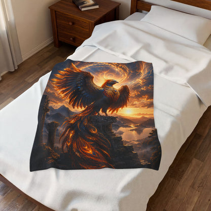 ARCHAIX Phoenix at the Ruined Temple velveteen plush blanket product image
