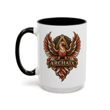 ARCHAIX Phoenix Crest Mug with black interior and handle