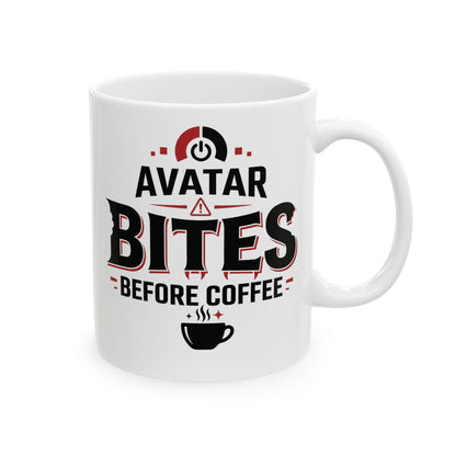 PSYFR Avatar Bites Before Coffee mug mockup