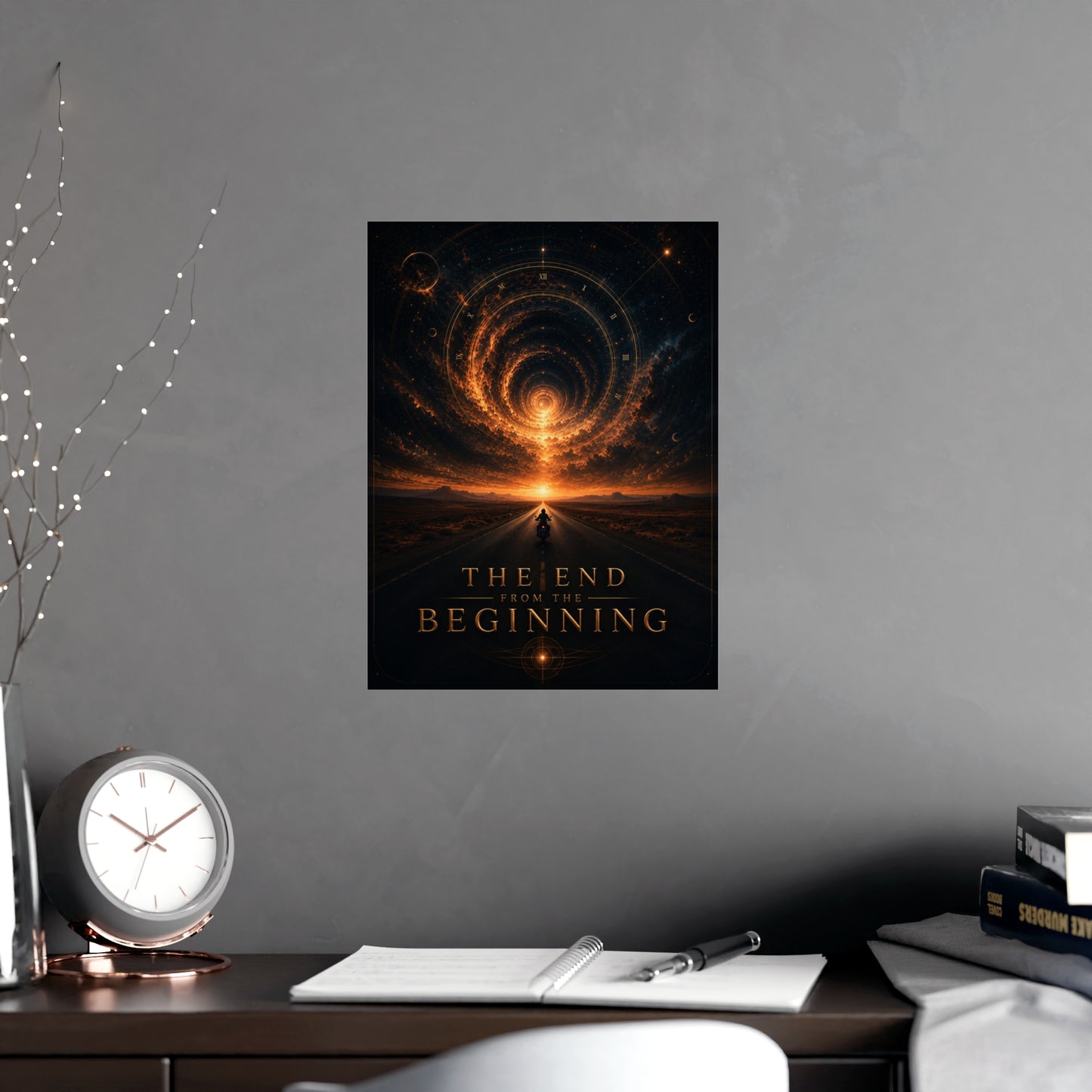 The End From the Beginning cosmic desert-road matte poster