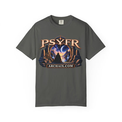 PSYFR Beyond the Threshold garment-dyed T-shirt product mockup