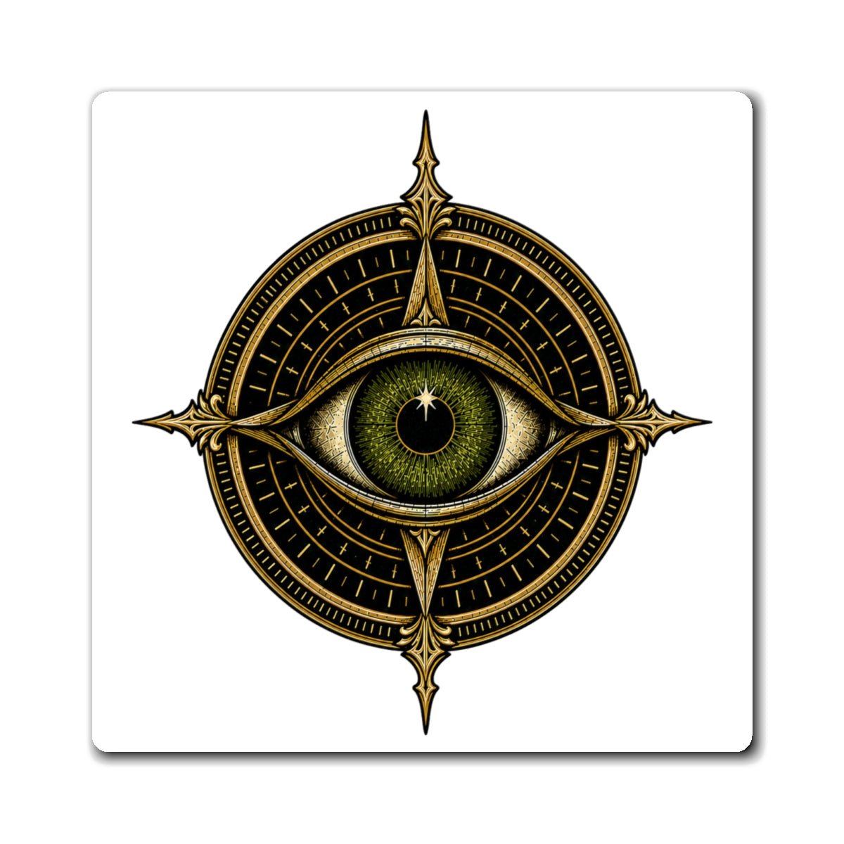 PSYFR Seeing Eye Cipher square magnet on white background