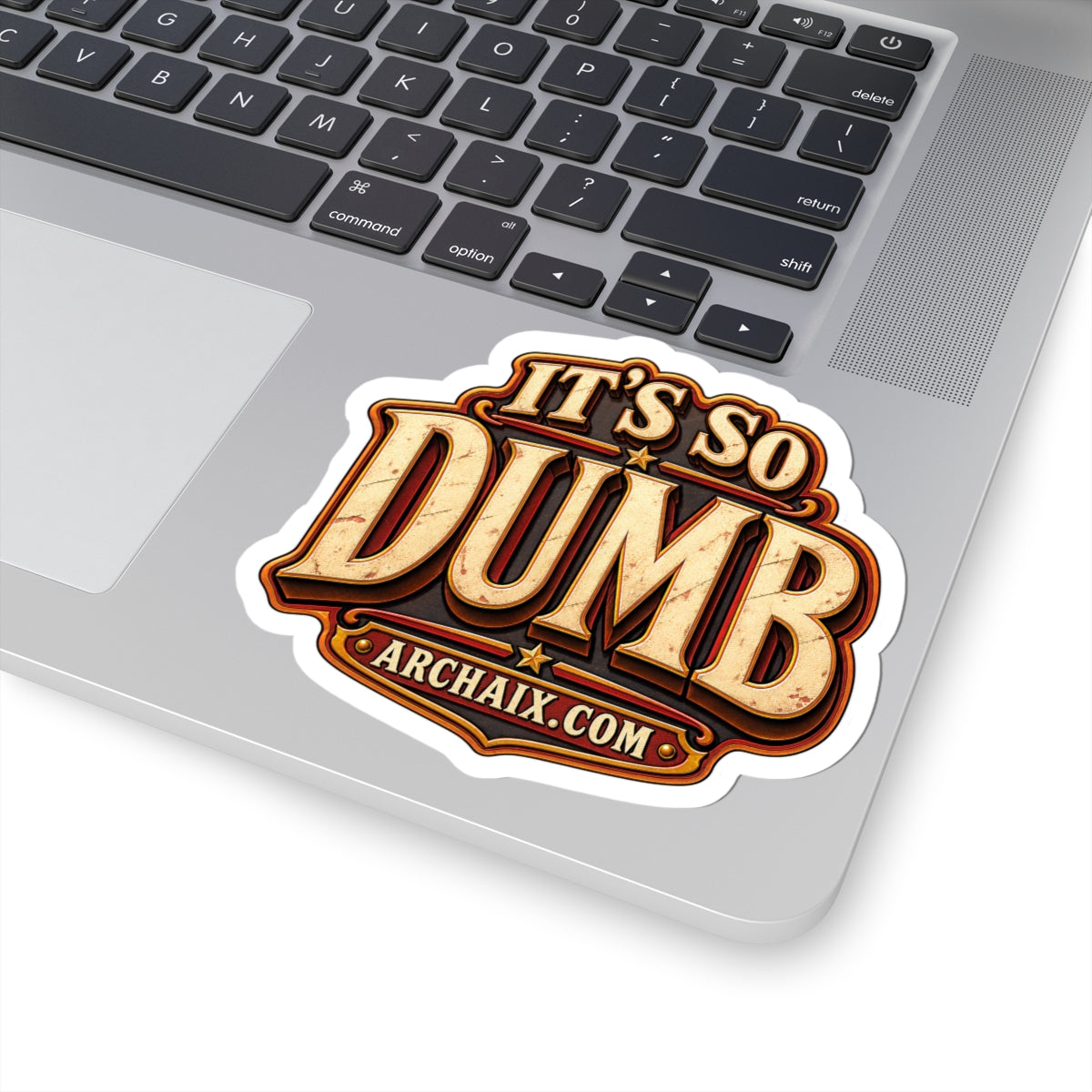 It’s So Dumb distressed retro sticker mockup