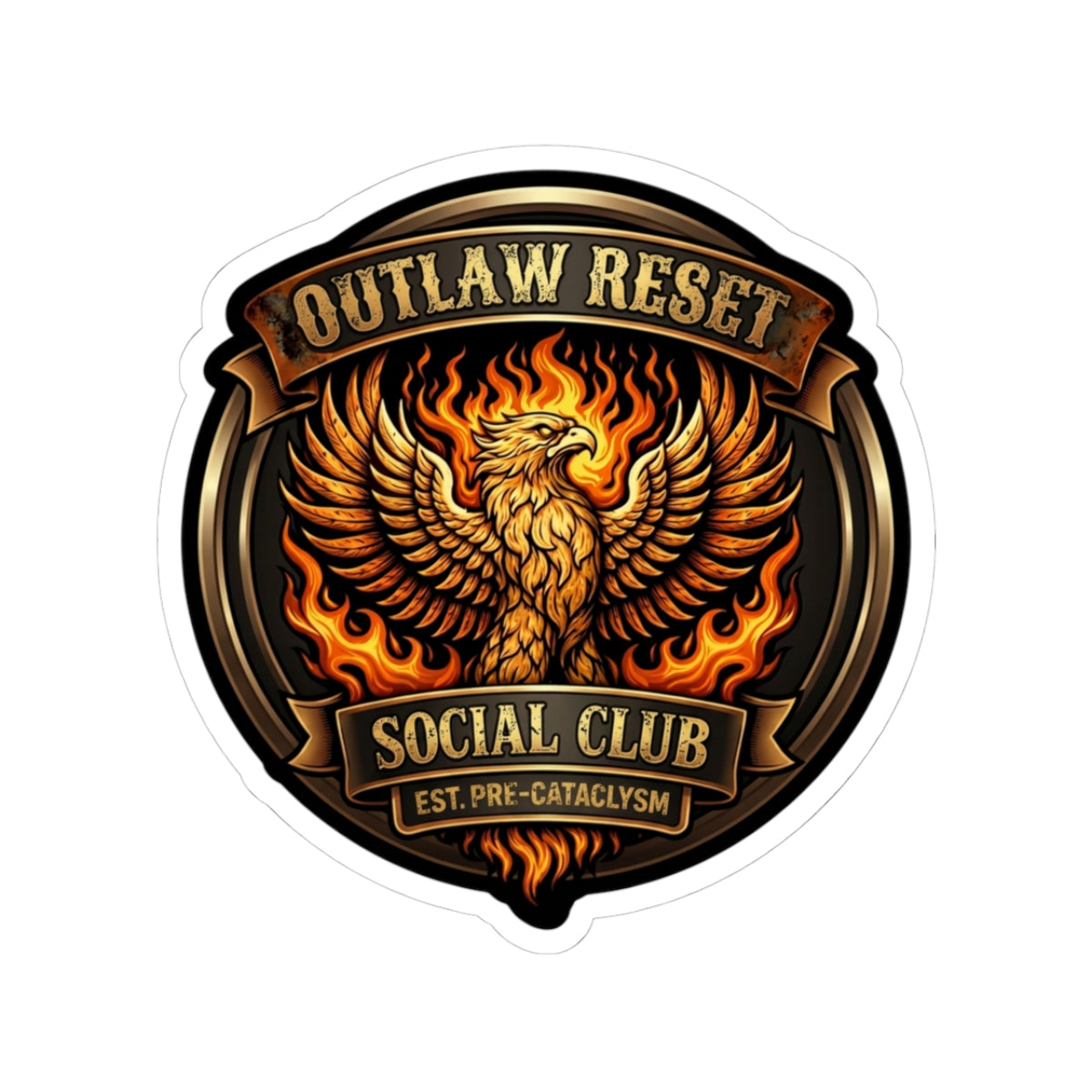 Outlaw Reset Social Club phoenix kiss-cut vinyl sticker