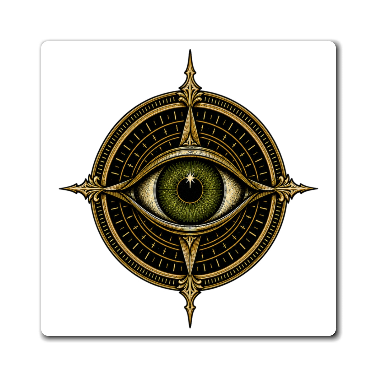 PSYFR Seeing Eye Cipher refrigerator magnet on white background