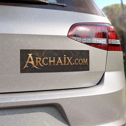 ARCHAIX curved gold wordmark 10 × 3 car magnet on dark background