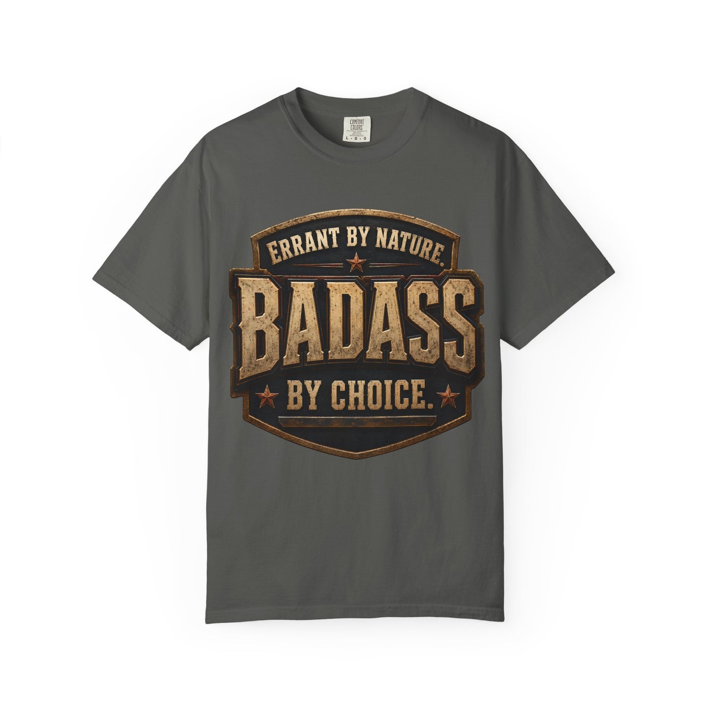 Errant by Nature, Badass by Choice vintage shield T-shirt product image