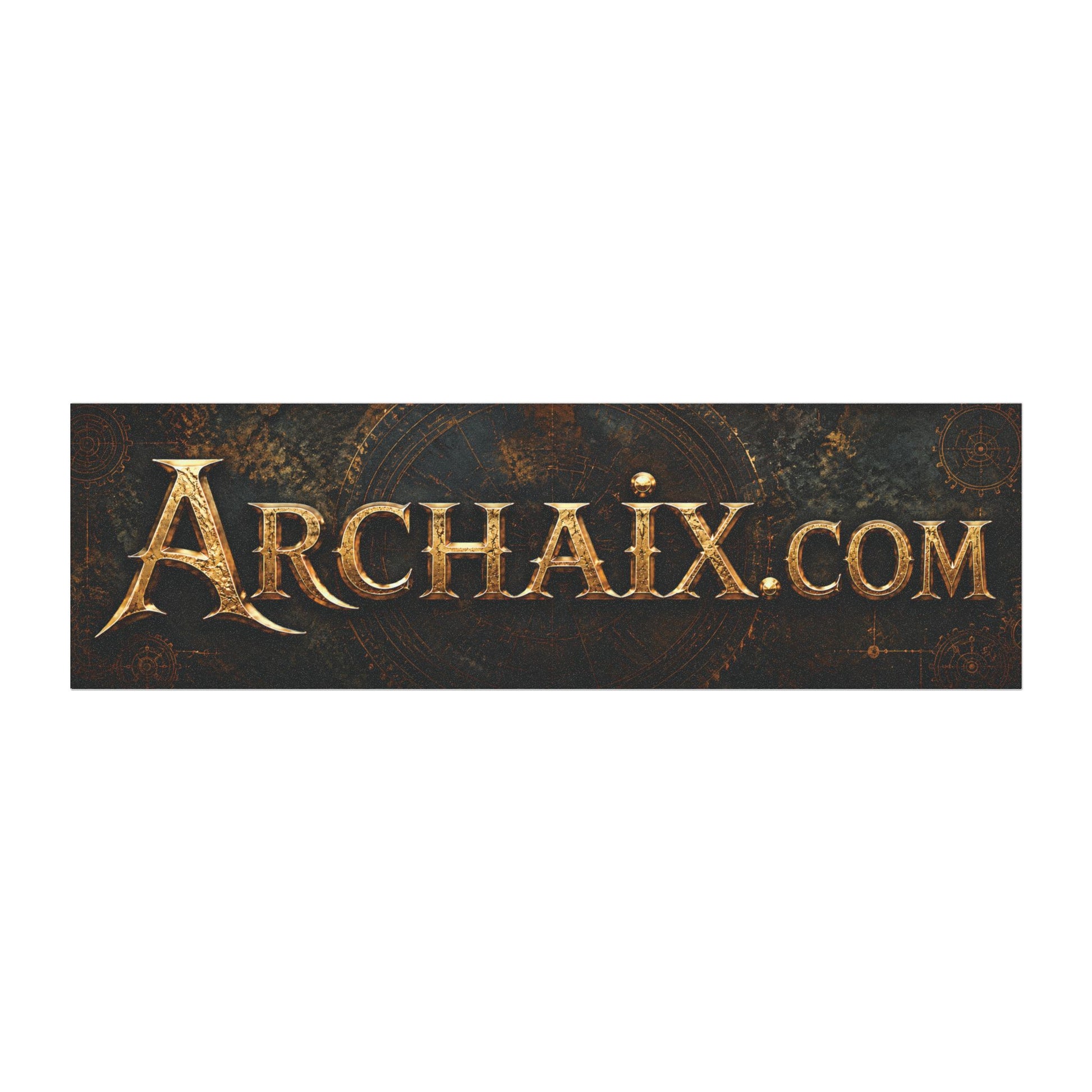 ARCHAIX curved gold wordmark 10 × 3 car magnet on dark background