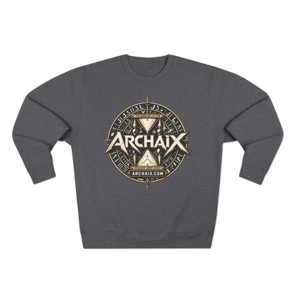 ARCHAIX Crest Lane Seven crewneck sweatshirt in Black and Charcoal Heather