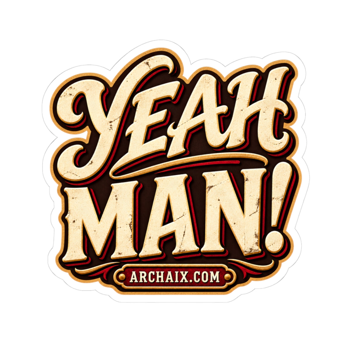 Yeah Man retro script kiss-cut vinyl sticker