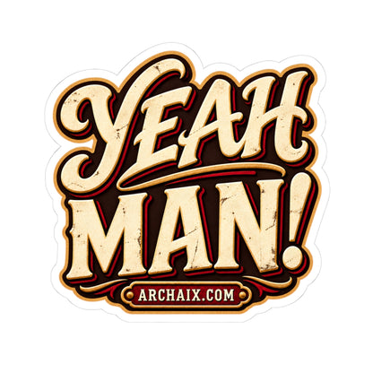 Yeah Man retro script kiss-cut vinyl sticker