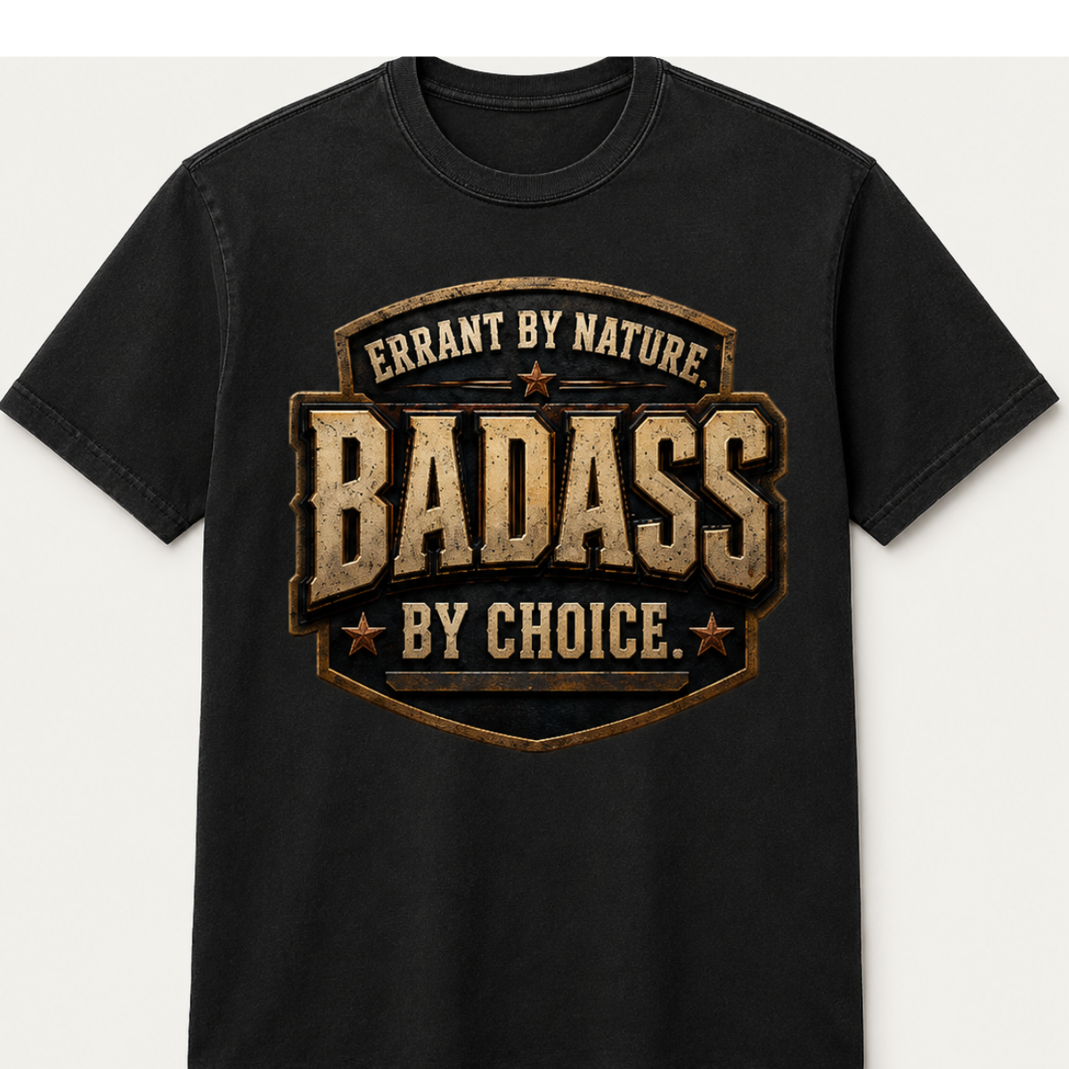 Errant by Nature, Badass by Choice vintage shield T-shirt product image