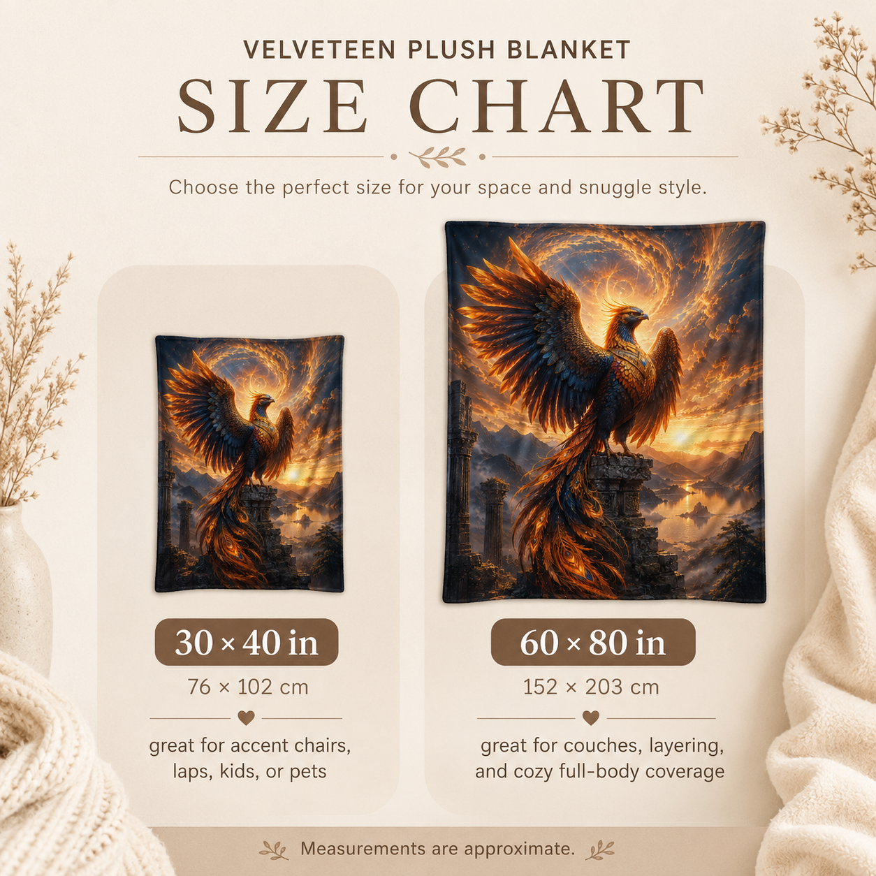 ARCHAIX Phoenix at the Ruined Temple velveteen plush blanket product image