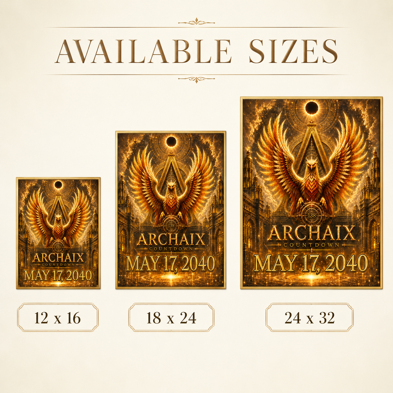 Celestial 138 Countdown Phoenix poster product image in bronze, gold, and black