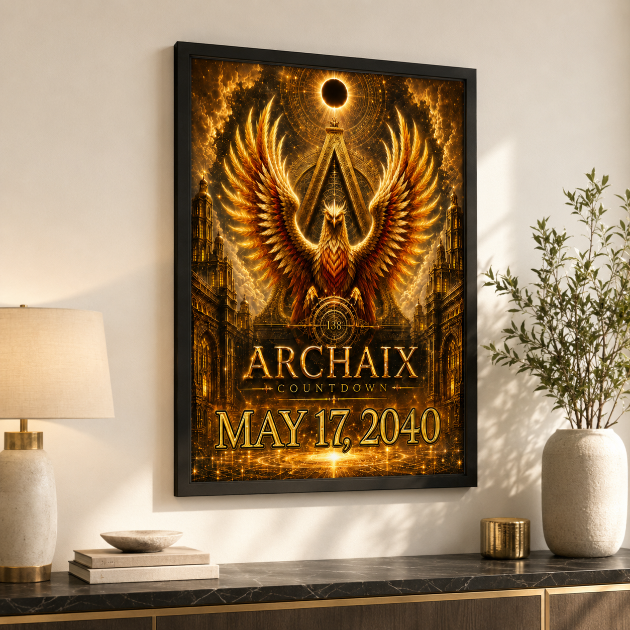 Celestial 138 Countdown Phoenix poster product image in bronze, gold, and black