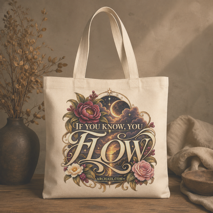 If You Know You Flow natural canvas tote front view
