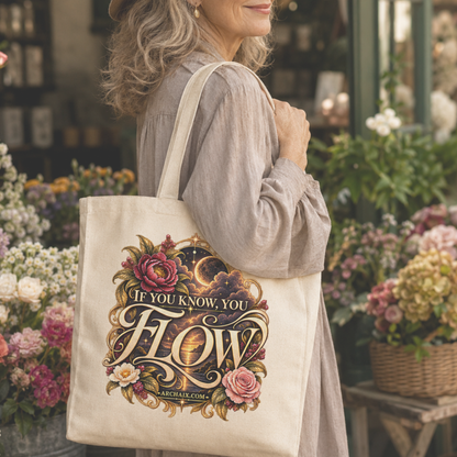 If You Know You Flow natural cotton canvas tote lifestyle view