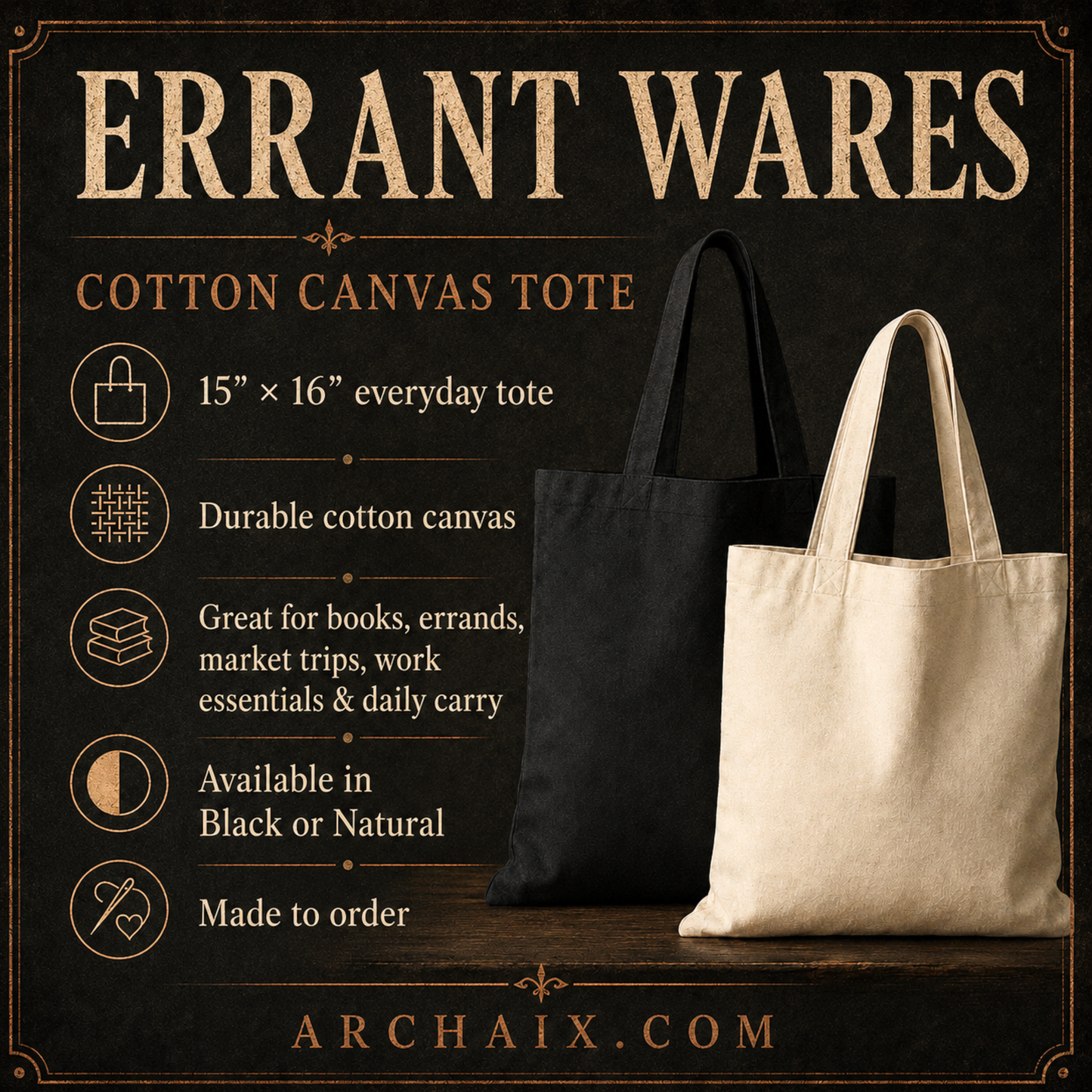 If You Know You Flow ARCHAIX canvas tote detail view