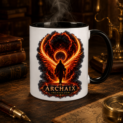 Fiery Errant Mug with black interior and handle