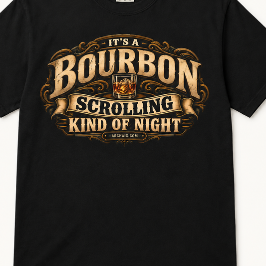 It’s a Bourbon Scrolling Kind of Night T-shirt — main product mockup