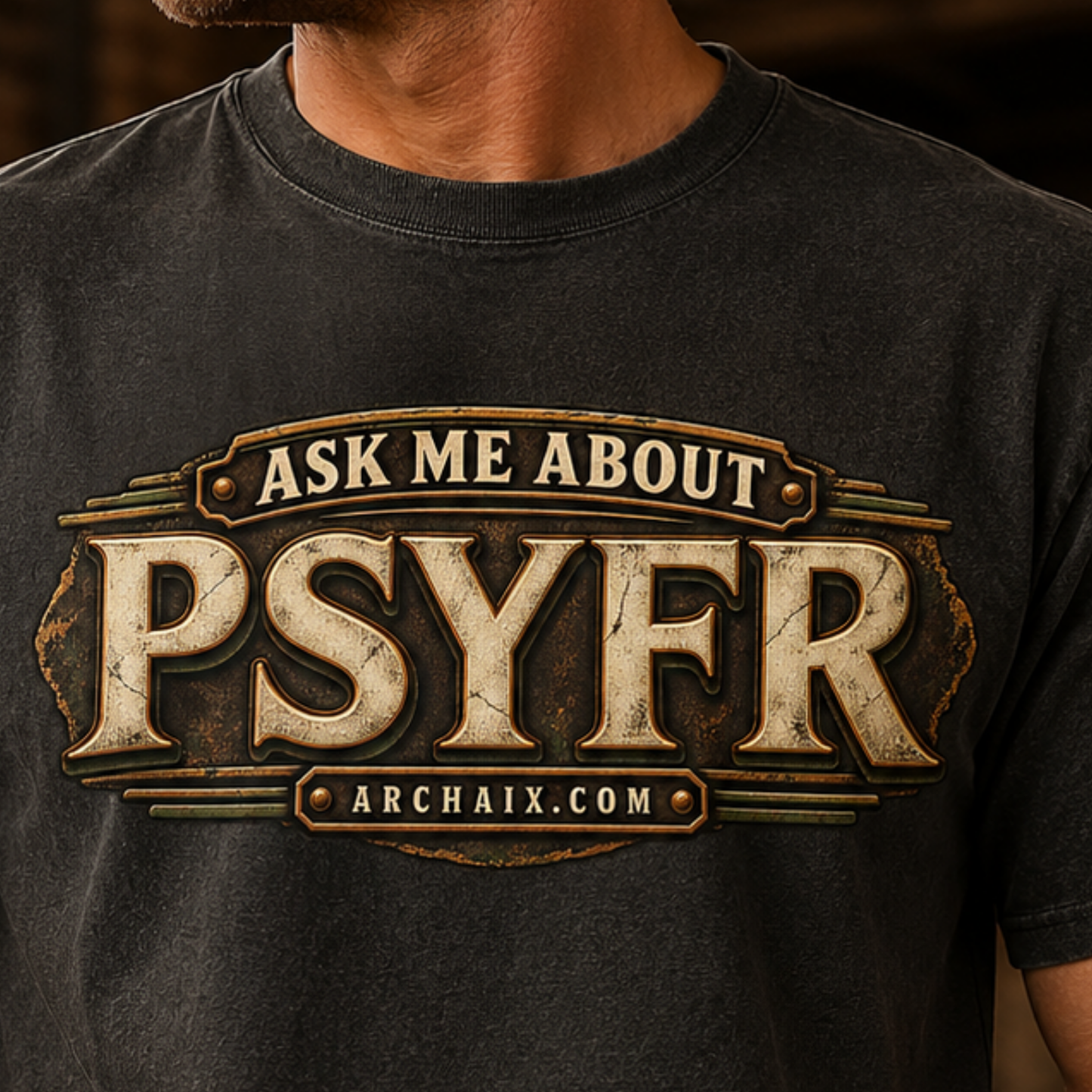 Ask Me About PSYFR T-shirt main product mockup