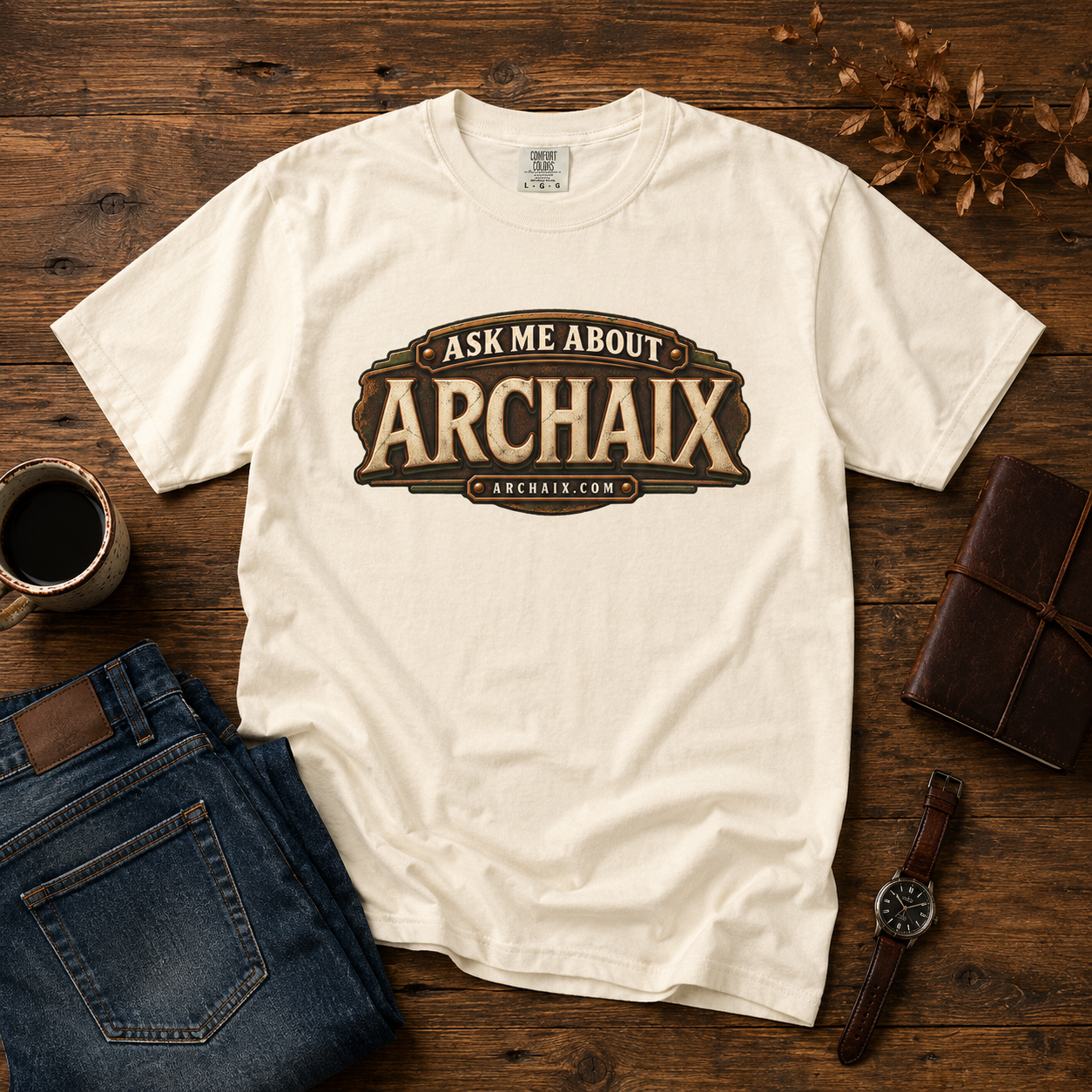 Ask Me About ARCHAIX graphic T-shirt mockup
