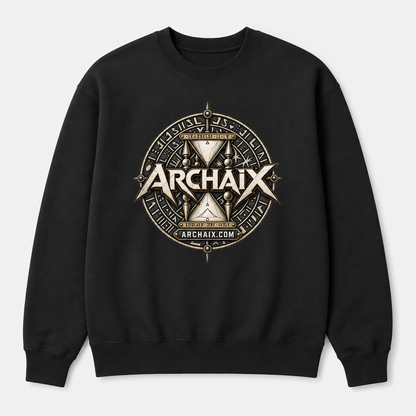 ARCHAIX Crest Lane Seven crewneck sweatshirt in Black and Charcoal Heather