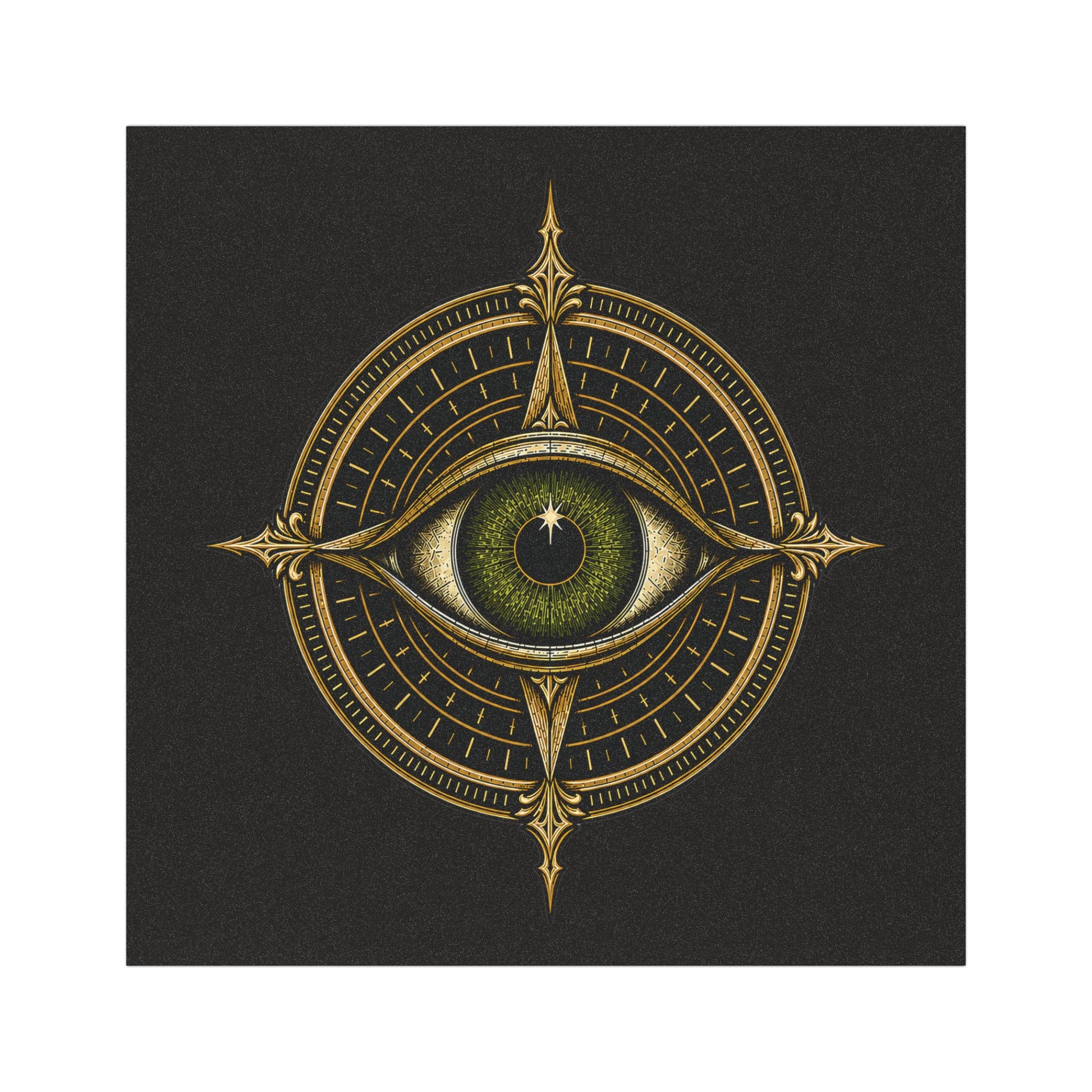 PSYFR All-Seeing Eye Compass 5 × 5 car magnet in antique gold and green