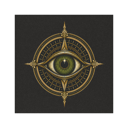 PSYFR All-Seeing Eye Compass 5 × 5 car magnet in antique gold and green