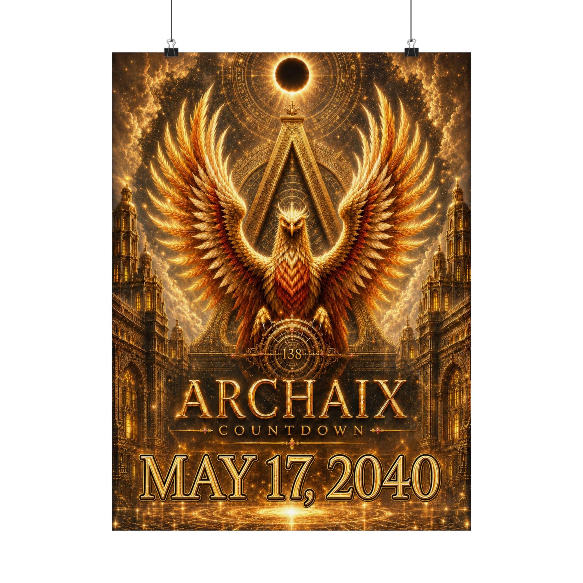 Celestial 138 Countdown Phoenix poster product image in bronze, gold, and black