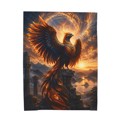 ARCHAIX Phoenix at the Ruined Temple velveteen plush blanket product image